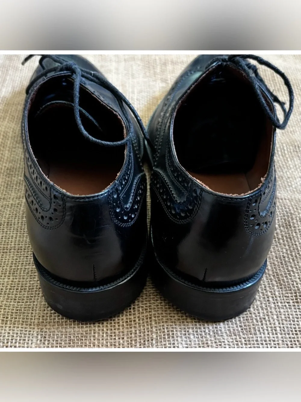 Bostonian Black Leather Wingtip Oxfords Shoes Sz 9 M Made In Italy AS IS READ